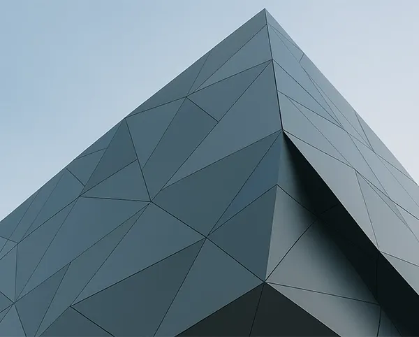Futuristic façade with geometric ACP panels by Nirmaan Groups